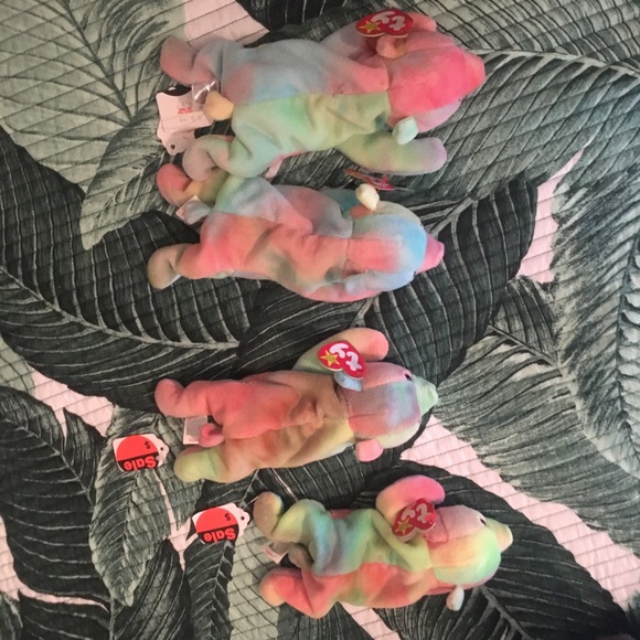 4 NW TY BEANNIE BABY TIE DYE BEARS - Picture 2 of 9